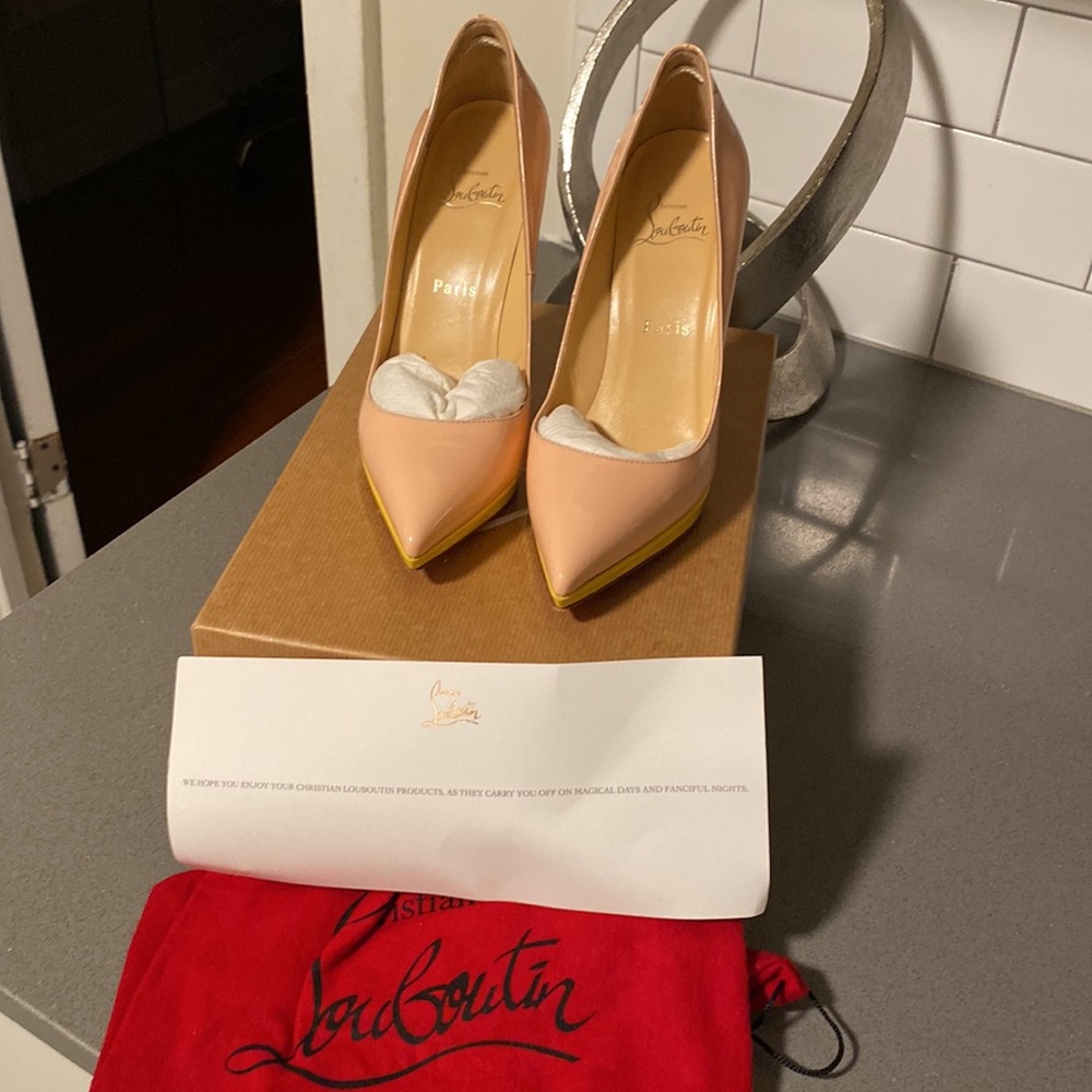 Christian Louboutin Pigalle 120 patent calf baby pink/Canari - Picture 10 of 12